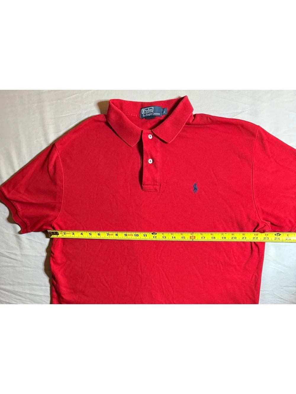 Ralph Lauren Polo Shirt Mens L Red Classic Fit Pony